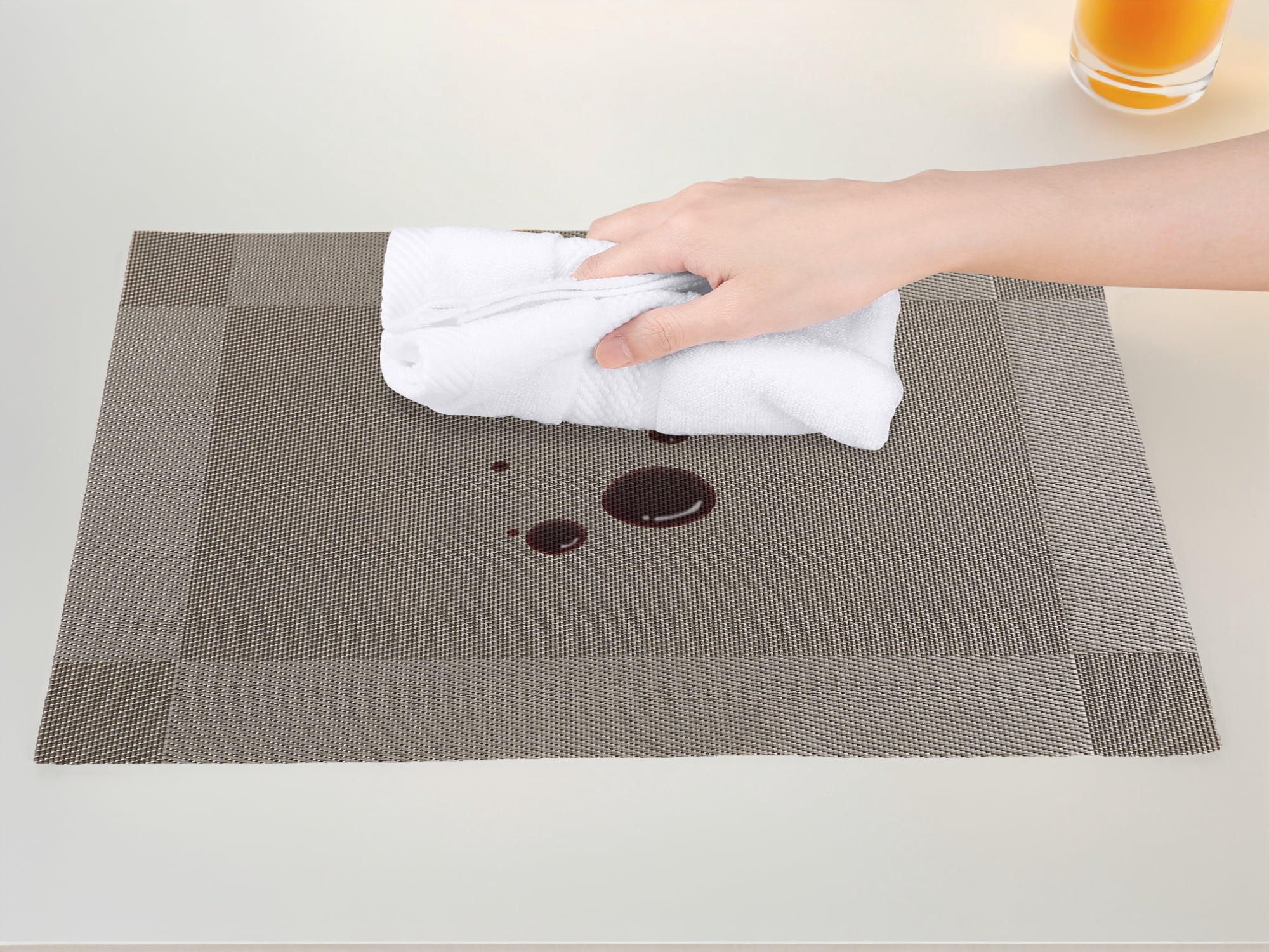 Unique Bargains Set of 8 Washable Wipeable Heat Resistant Table Placemat Gray 18x12in