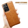 thumbnail image 2 of MOHEYO Slim Vegan Leather Cover Thin Luxury Classic Case for Samsung Galaxy S21 Ultra 5G - Brown, 2 of 8