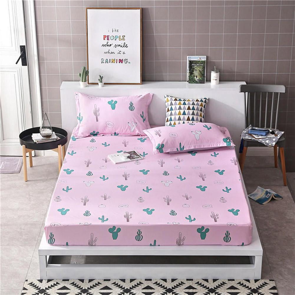 Comfortable Plant Printing Polyester Bedding Set Pillowcase Fitted Sheet Pillow
