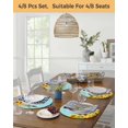 thumbnail image 5 of 13 Inch Round Placemats Set of 4, Sunflower Non Slip Heat Insulation PP Table Mats, Yellow Summer Botanical Blue Striped Farmhouse Washable Place Mats for Kitchen Dining Party Table Decor, 5 of 7