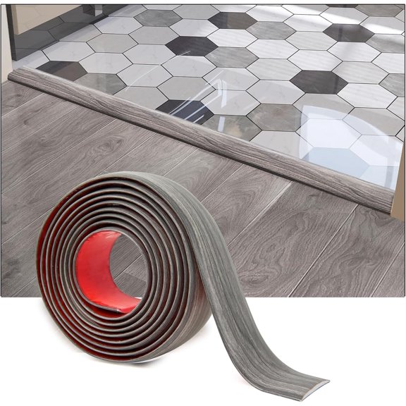4 FT Self Adhesive Vinyl Floor Transition Strip, Laminate Strip Flat Divider for Joining Gaps,Carpet Threshold Transition,Floor Tiles(1.57in, Brown)