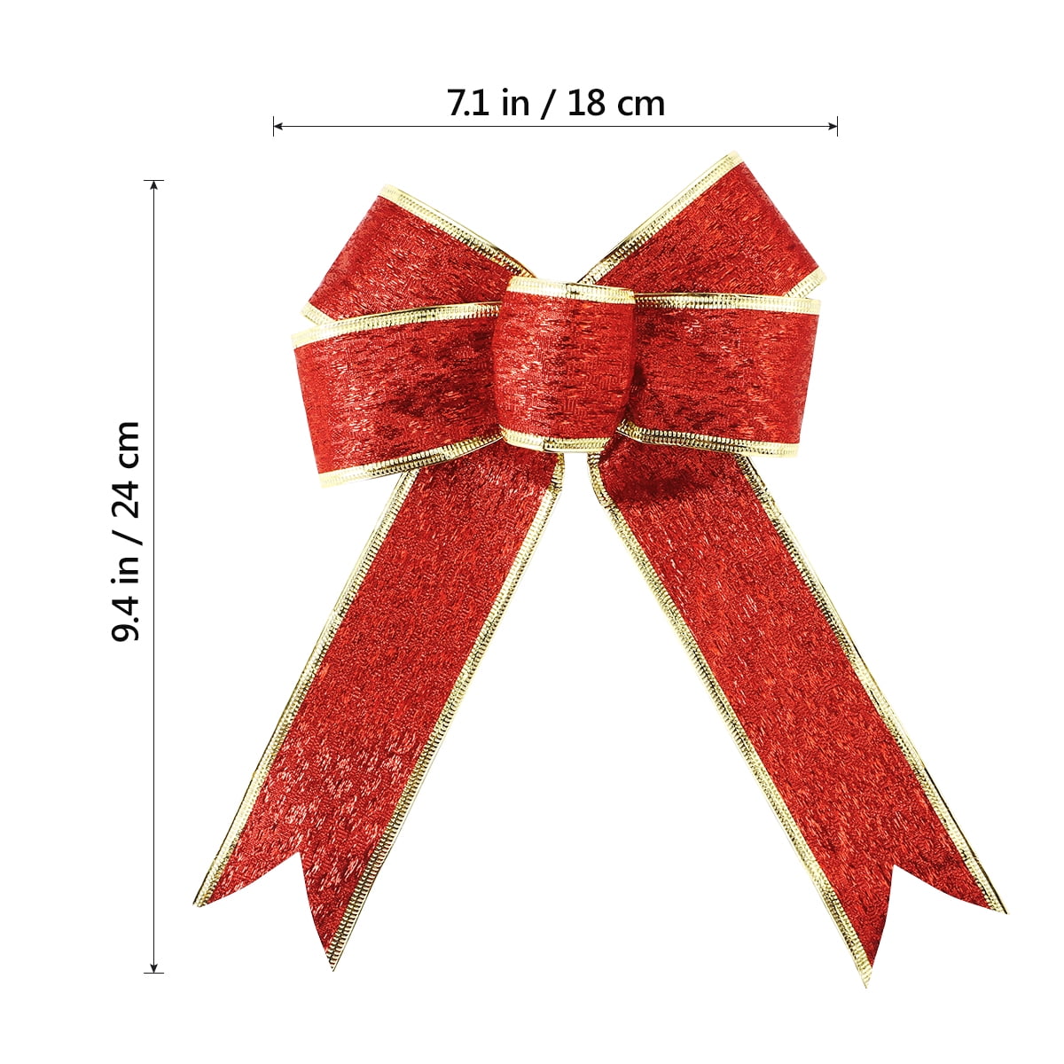 Homemaxs 5pcs/pack Glittering Fabric Christmas Ribbon Bow Gift Knot Ribbon Ornaments for Christmas Tree Presents Decoration(Red), Size: 9.84×6.69×0.59