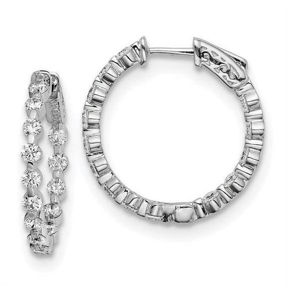 Primal Silver Sterling Silver Rhodium-plated Cubic Zirconia In and Out Hinged Hoop Earrings