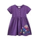 thumbnail image 1 of Vestido de verano para niñas, de manga corta, tejido de punto estampado, botones, informal, con lunares elásticos, estampado completo, falda larga de dibujos animados, parche bordado, botones,, 1 of 6