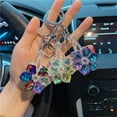 thumbnail image 2 of Keychain Key Holder Delicate Craftsmanship Eye-catching Three-dimensional Polishing Wear-resistant Decorate Eco-friendly Faux Crystal Snowflake Key Chain Car Decor, 2 of 6