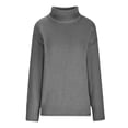 thumbnail image 5 of CYMMPU Turtle Neck Fall Sweatshirt Solid Color Sweater Shirts Long Sleeve Trendy Pullover Plus Size Tops Fashion Spring Clothes for Women Gray M, 5 of 6