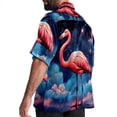 thumbnail image 3 of Starry Sky Flamingo Men's Short Sleeve Beach Shirts Hawaiian Button Down Casual Summer Printed Unisex Top, 3 of 6