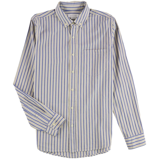 Cotton On Mens two tone Button Up Shirt, gray, S Neck