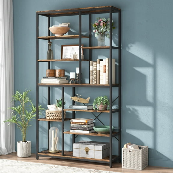 Tribesigns 79 inches Tall Bookshelf Bookcase, 8-Tier Staggered Bookcase, Modern Open Book Shelves