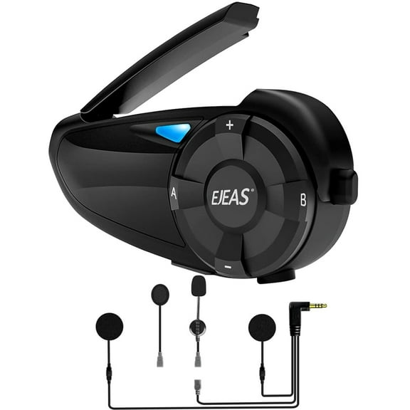 Q7 Motorcycle Bluetooth Helmet Headset Support 7 Riders to Call and Listen to Music, Black