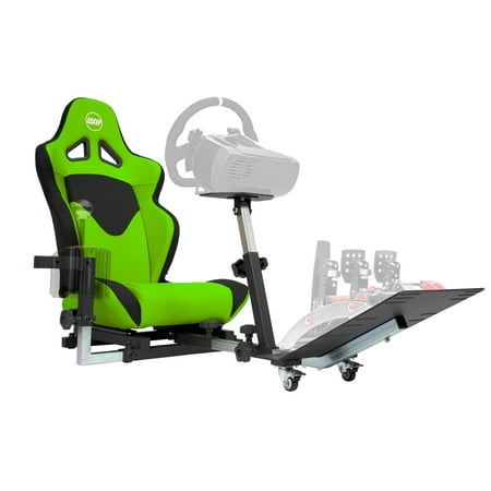 OpenWheeler GEN3 Racing Wheel Stand Cockpit Green on Black | Fits All Logitech G923 | G29 | G920 | Thrustmaster | Fanatec Wheels | Compatible with Xbox One  PS4  PC Platforms The Openwheeler Racing and Flight Simulation Cockpit  now in its 3rd generation  remains unmatched in quality  modularity and compatibility. Now with a full line of Flight Simulation add-ons  it is the most versatile cockpit on the market. Compatible with all racing wheels and pedals such as Logitech G923  G29  G920  Thrustmaster  Fanatec. All mounting hardware and tools are included in the package. Compatible with all gaming platforms: PS5  PS4  PC  Xbox One  Xbox X Compatible with all sim racing and flight sim controls brands: Logitech  Thrustmaster  Fanatec  Generic USB handbrake  Buttkicker  Aurasound  Saitek  CH Products  VKB sim  VirPil  WingWin  Slaw  MFG  Hori  VirtualReality  Oculus Used but not limited with the following games: Sim Racing: Assetto Corsa  iRacing  Project Cars  Dirt Rally  Forza Motorsport  Forza Horizon  Gran Turismo Sport  Gran Prix  F1 2020  Automobilista  GTR  NasCar Heat  Need for Speed  rFactor  others.. Flight Sim: Microsoft Flight Simulator  X-plane  DCS World  Ace Combat 7  War Thunder  others Space Sim: Elite Dangerous  Star Citizen  Star Wars Truck and Farming Simulation: American Truck Simulator  Euro Truck Simulator  Farming Simulator