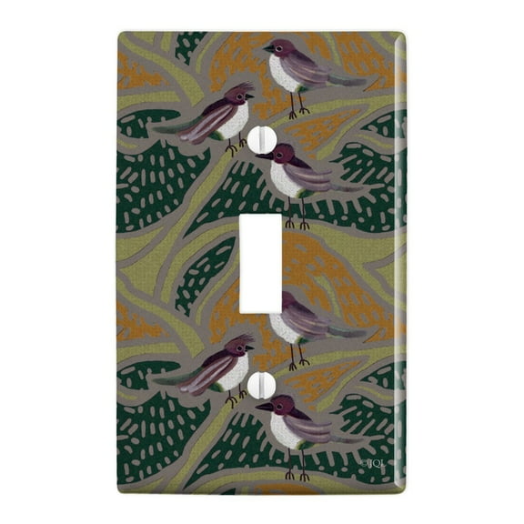 Fun Little Purple Birds Pattern Plastic Wall Decor Toggle Light Switch Plate Cover