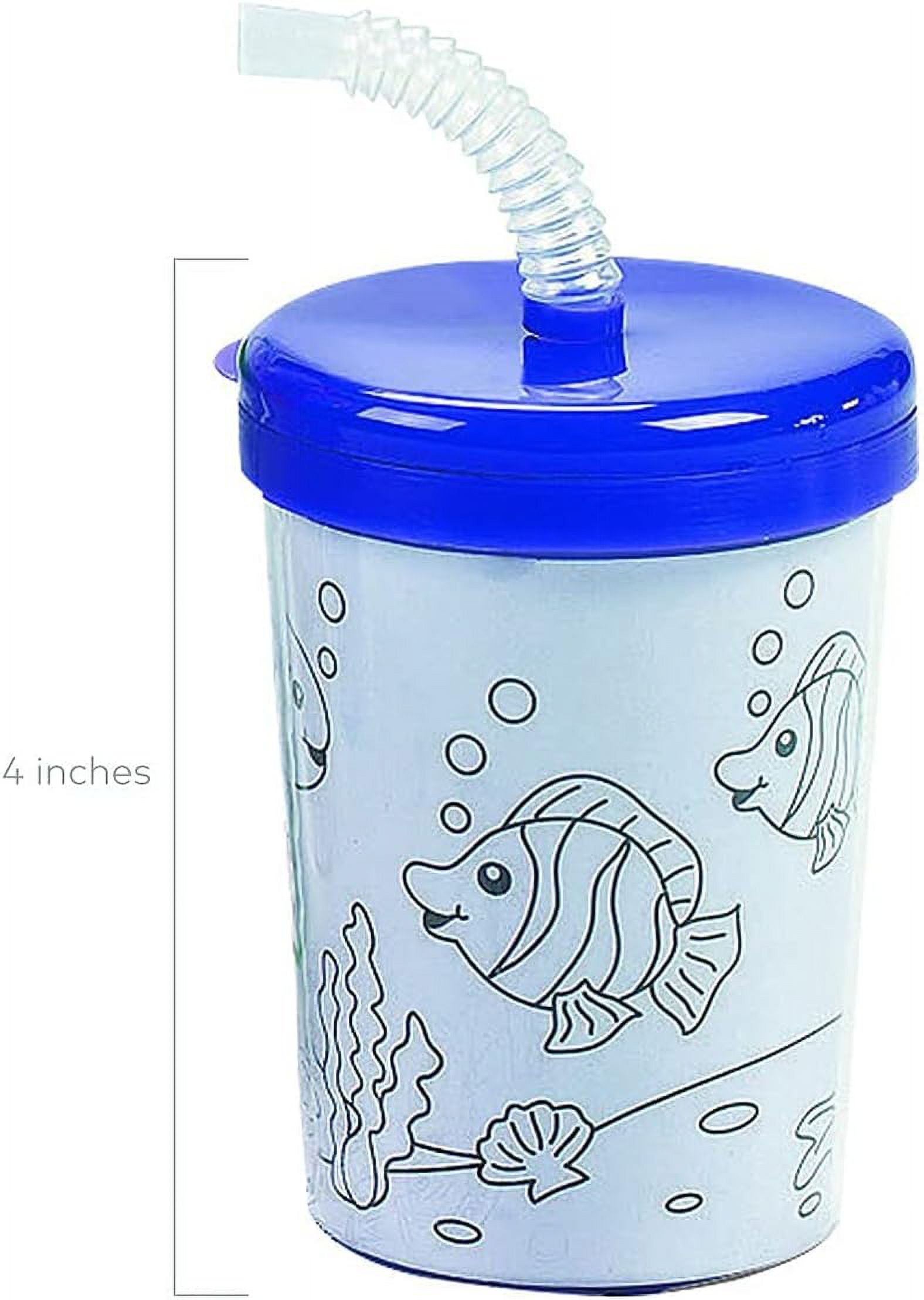 Color Your Own Cups W/ Lids And Straws - Craft Kits - 12 Pieces