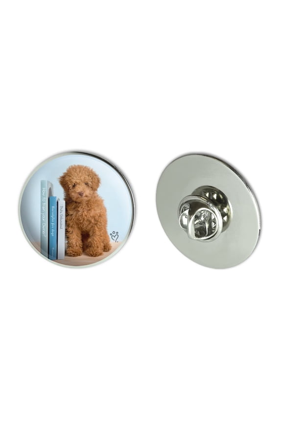 Poodle Puppy Dog Book Shelf Metal 1.1" Tie Tack Hat Lapel Pin Pinback