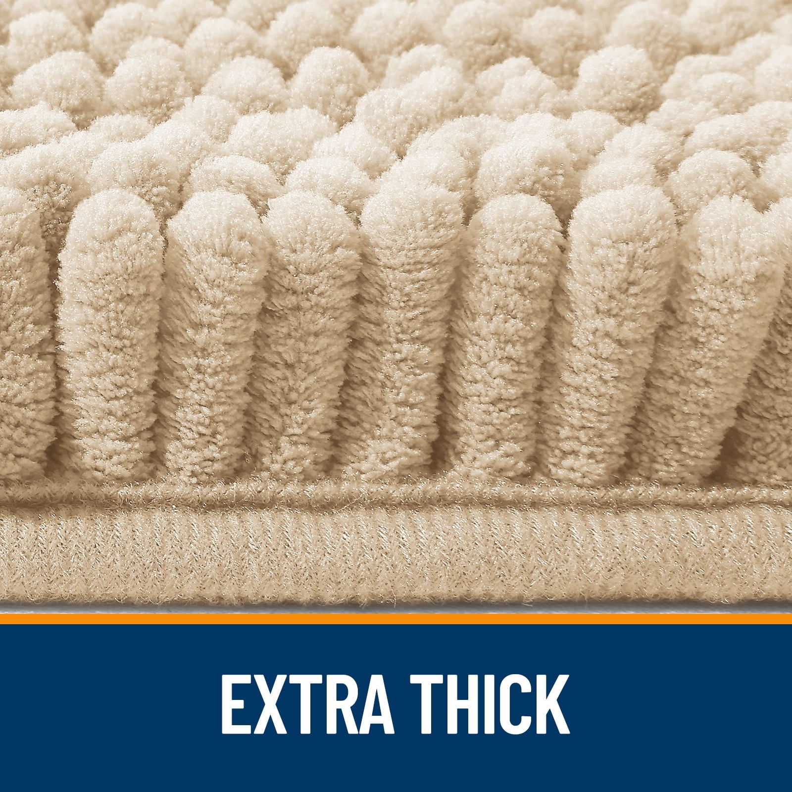 Buganda Bathroom Rugs 59x20, Quick Dry Machine Washable Chenille Bath Mats with Rubber Backing, Beige
