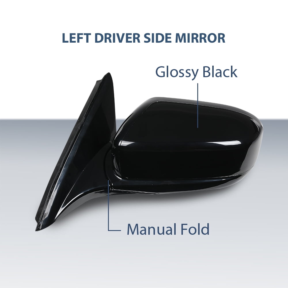 Power Mirror Front Driver Side Gloss Black Fit for Honda Accord 2003-2007 3-Pin Manual Folding