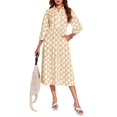 thumbnail image 4 of Womens Color Block Long Sleeve Boho Midi Dress Casual Beach Button Down Shirt Dress, 4 of 6