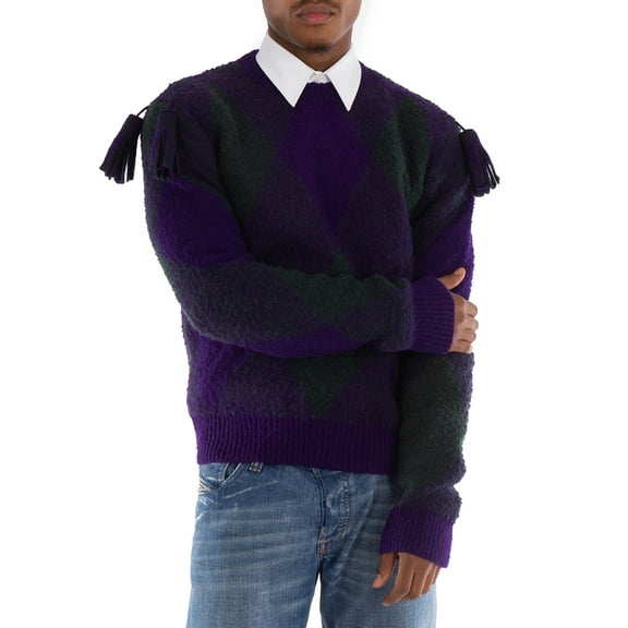 Burberry Diamond-Pattern Wool Jumper, Size X-Small