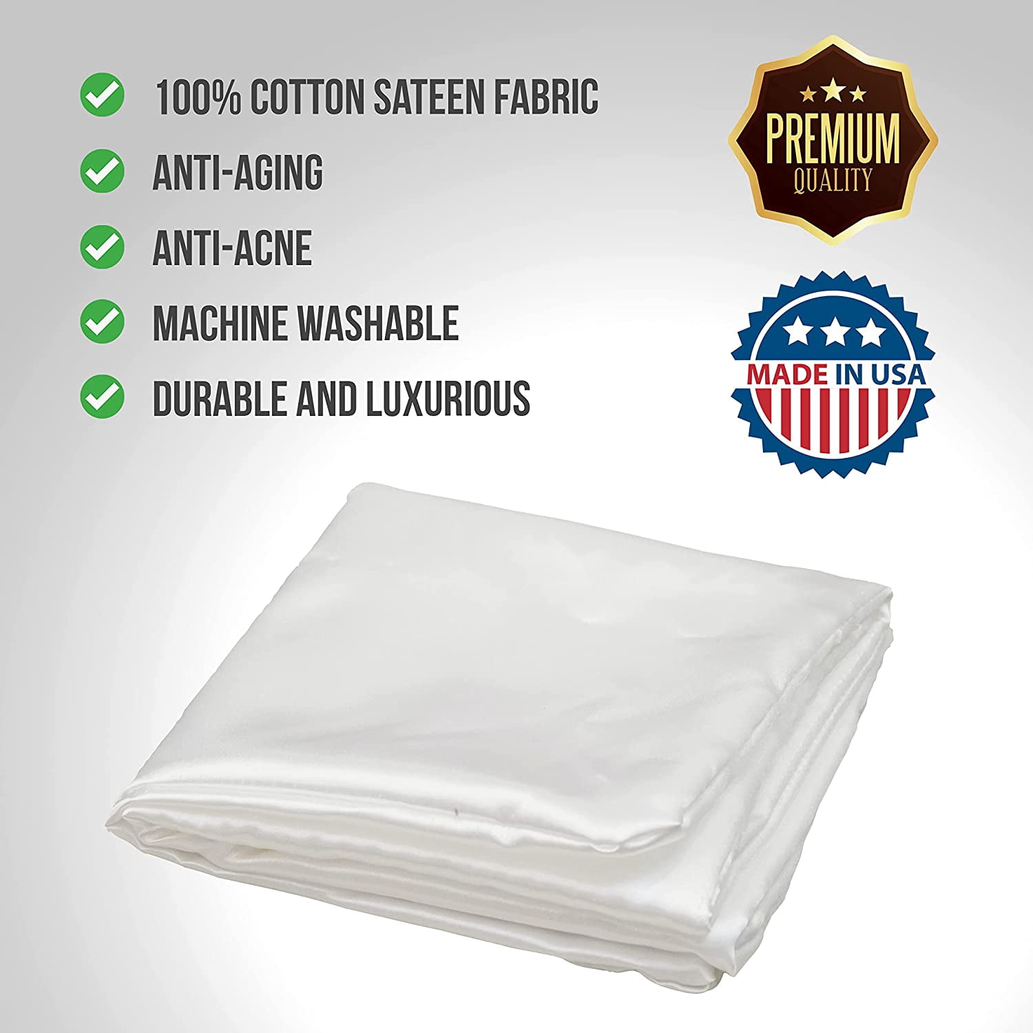 SleepEasy CNH Cotton Comfort Pillowcase - 300 Thread Count, 100% Cotton Sateen Pillowcase Cover only for Our Cotton Comfort Pillow