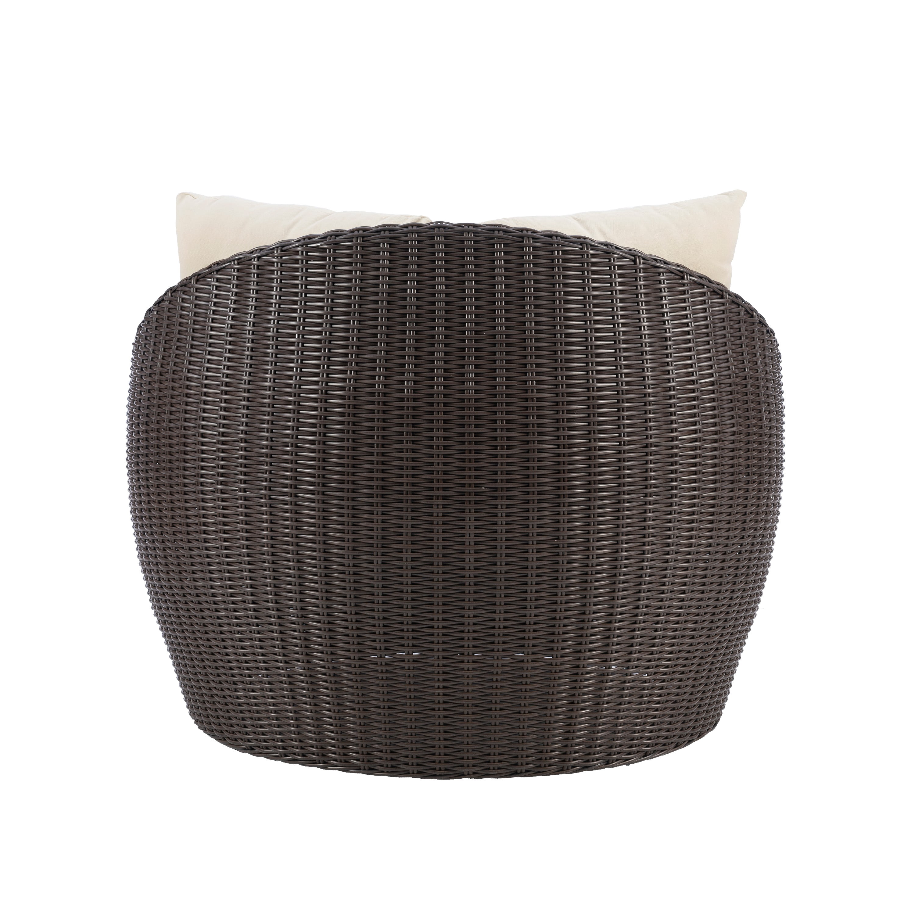 Linon Rocco Wicker Outdoor Loung Chair with Cushion and Pilllows, Dark Brown/Off-White