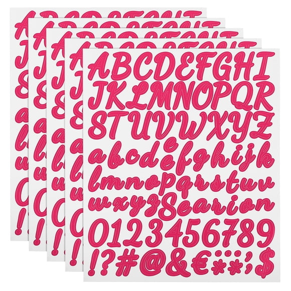 Uxcell Letter Number Stickers Kit, Self Adhesive Vinyl Cursive Alphabet Decals for Mailbox Sign Fuchsia