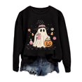 thumbnail image 4 of HAIJIE Women Crew‑Neck Pullover Top, Long‑Sleeve Halloween Graphic Print Sweatshirt, Casual Wear For Halloween Christmas Fall Winter Holiday Assemblies (Black,L), 4 of 5