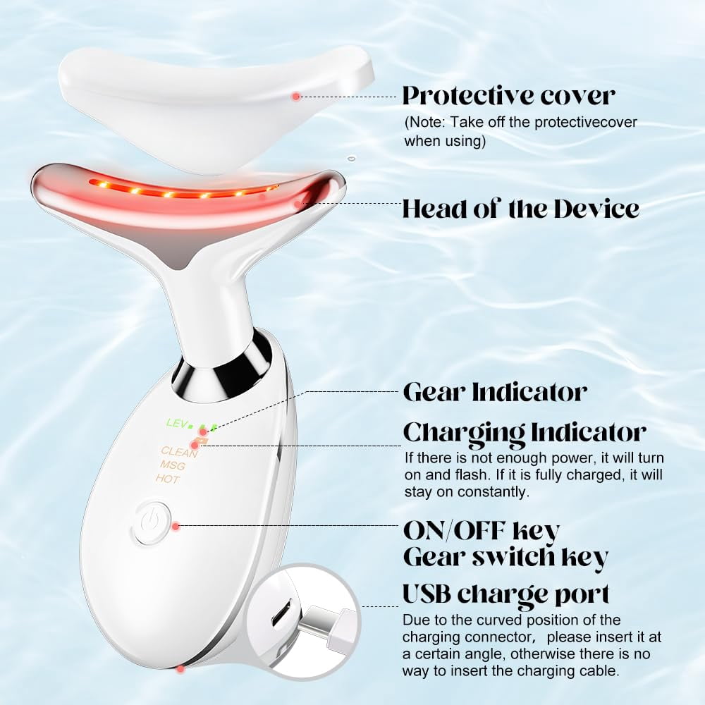 Aubiu Neck Face Massager, Face Sculpting Tool, 3 Modes and Vibration Facial Massager for Double Chin Wrinkle, Daily Home Use