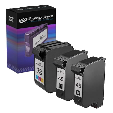 Speedy Inks Remanufactured 45 and 78 Cartridge Replacements: 2 Black 51645A  1 Color C6578D