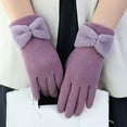 thumbnail image 3 of Eoperou 1 Pair Bowknot Decor Thickened Solid Color Women Gloves Autumn Winter Double-sided Fleece Touch Screen Driving Gloves, 3 of 7