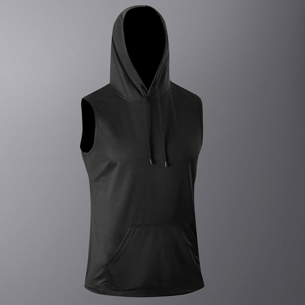 pstuiky Camisetas sin mangas para hombre, Blusa deportiva sin mangas con capucha y cuello en V para hombre Tops elegantes para mujer l