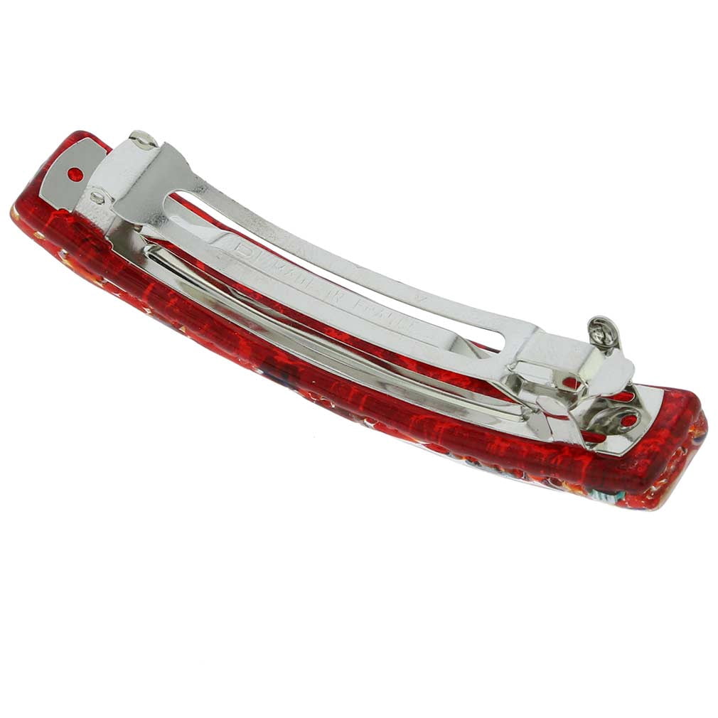 GlassOfVenice Murano Glass Venetian Reflections Hair Clip - Red Gold