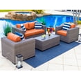 thumbnail image 1 of Tuscany 4-Piece M Resin Wicker Outdoor Patio Furniture Conversation Sofa Set with Loveseat, Two Armchairs, and Coffee Table (Half-Round Gray Wicker, Sunbrella Canvas Tuscan), 1 of 5