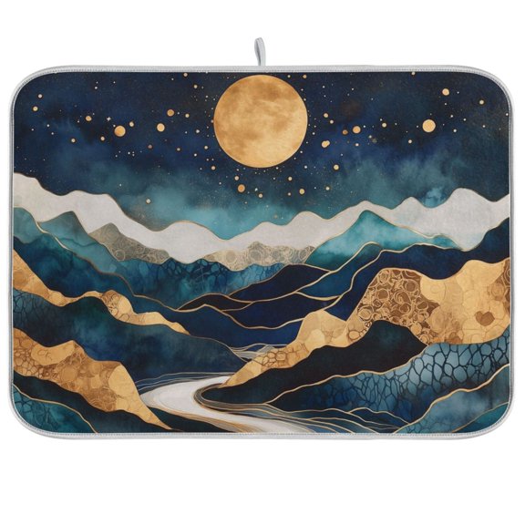 Yayeee Dish Drying Mat for Kitchen Counter Ultra Absorbent Easy Clean Pad 18x16", Green Mountains