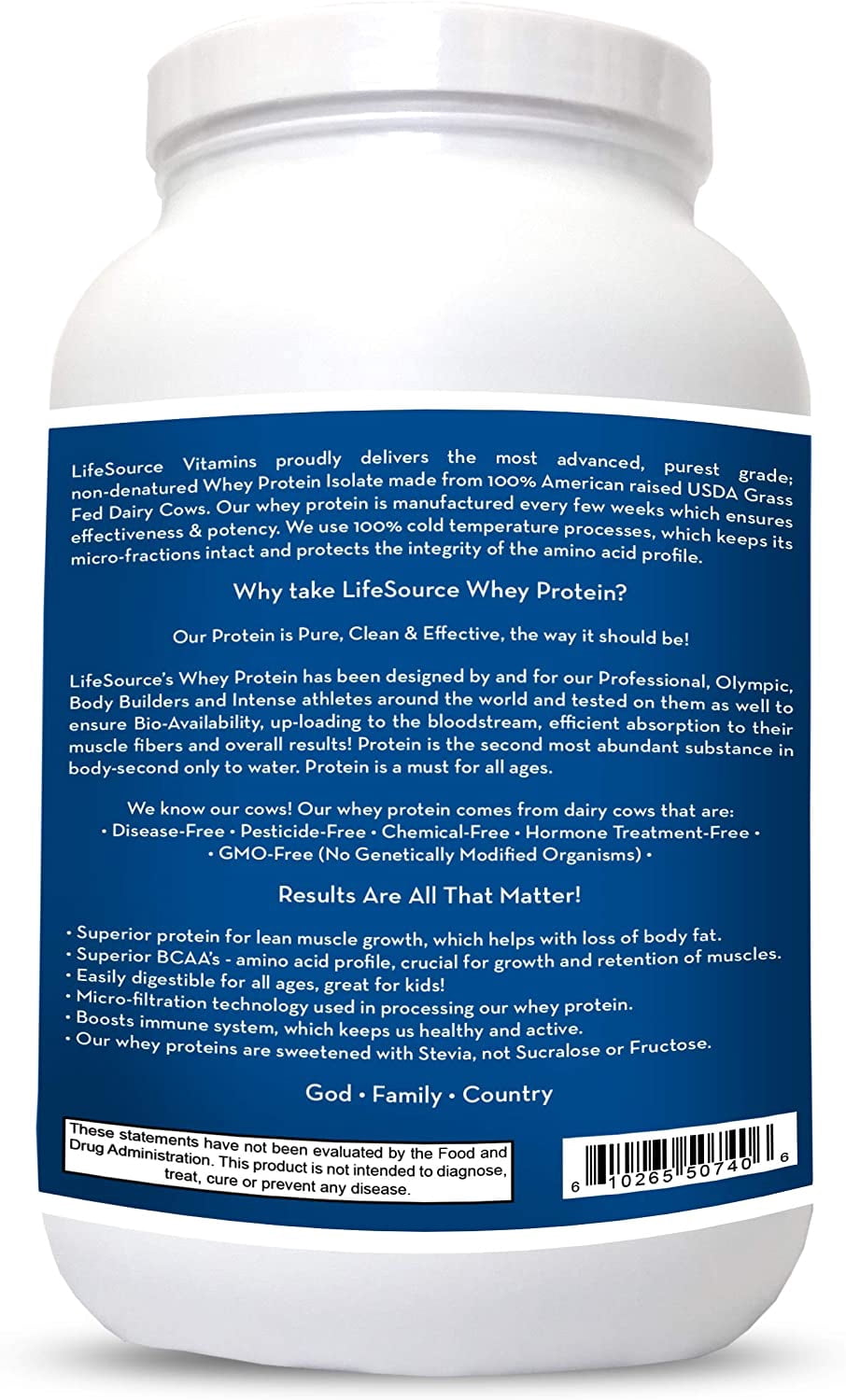 LifeSource Vitamins-US Cows Grass-Fed Whey Protein Isolate-Double Chocolate Fudge w/Stevia 3 lbs