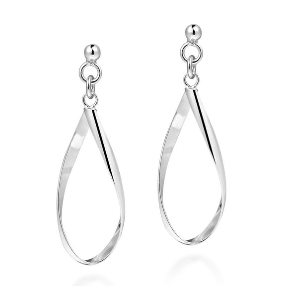Handcrafted Open Teardrop Twist Sterling Silver .925 Post Dangle Earrings