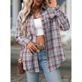 thumbnail image 5 of Women'S Button Down Shirt Plaid Shirt Long Sleeve Lapel Business Casual Tops Work Shirt Red & Blue S, 5 of 8