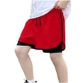 thumbnail image 7 of Miluxas Boys 2 in 1 Athletic Running Shorts, Built-in Liner Drawstring Waist Sport Shorts, Quick Dry Breathable Bottoms for Soccer, Training Red 16-17Years, 7 of 7