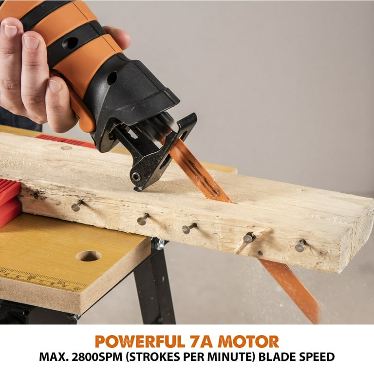 7 Amp Multi-Material Reciprocating Saw with 4-Blades 7 Amp Multi-Material Reciprocating Saw with 4-Blades