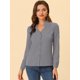 thumbnail image 2 of Elegante camisa abotonada cuello alto con escote en V recortado carrera primavera para mujer Gris XS, 2 of 5