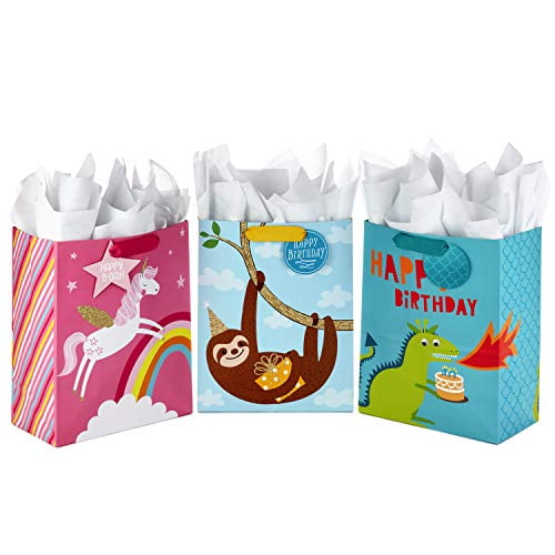 13 Large Gift Bag with Tissue Paper for kids Birthday gift bags Dinosaur 