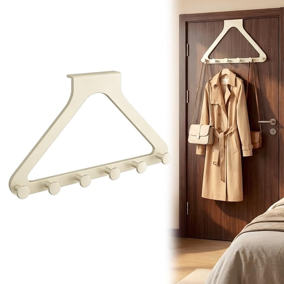 Over the Door Hook Rack, 2026 Modern Carbon Steel Door Hanger, Heavy Duty No-Drill Towel & Coat Organizer for Bedroom Bathroom Office, 16.3x10.6"