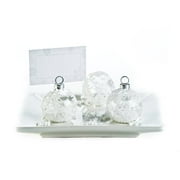KATE ASPEN Snow Flurry Flocked Glass Ornament Place Card Holders (set of 6)