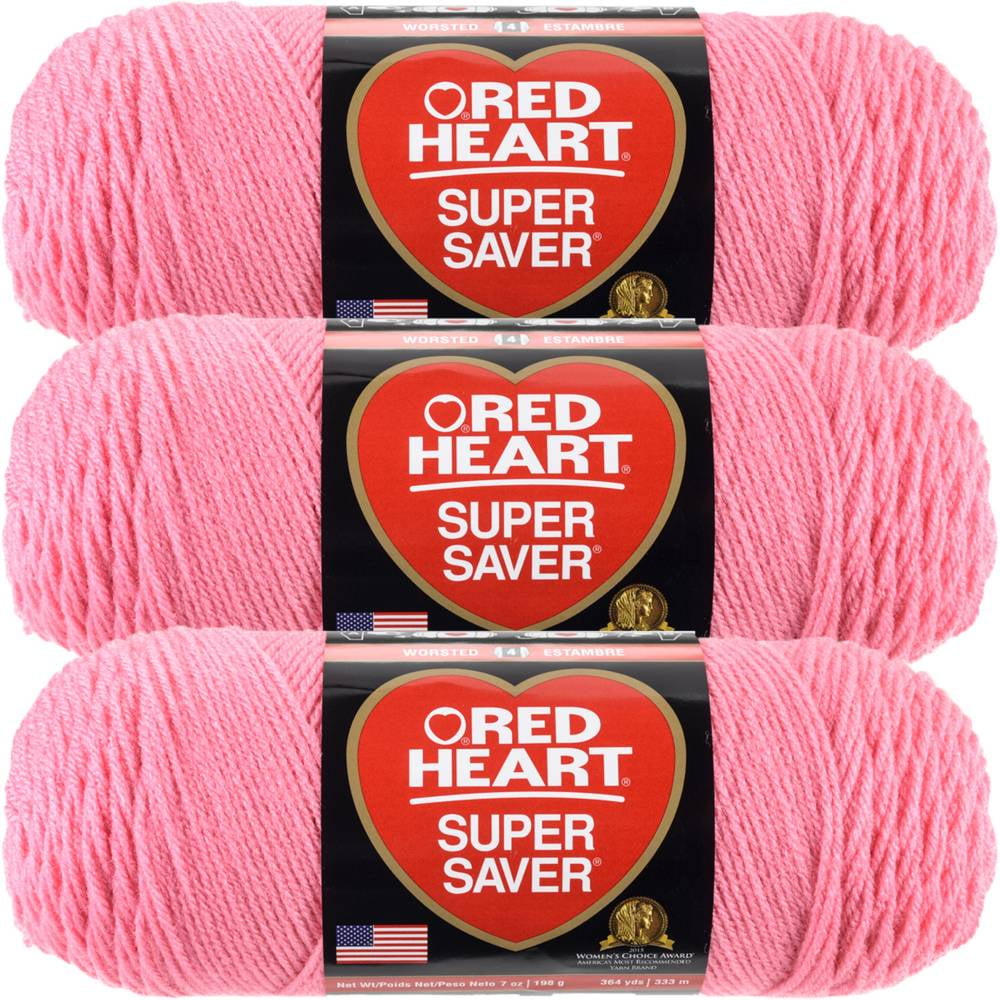 Red Heart Super Saver Yarn Perfect Pink, Multipack Of 3