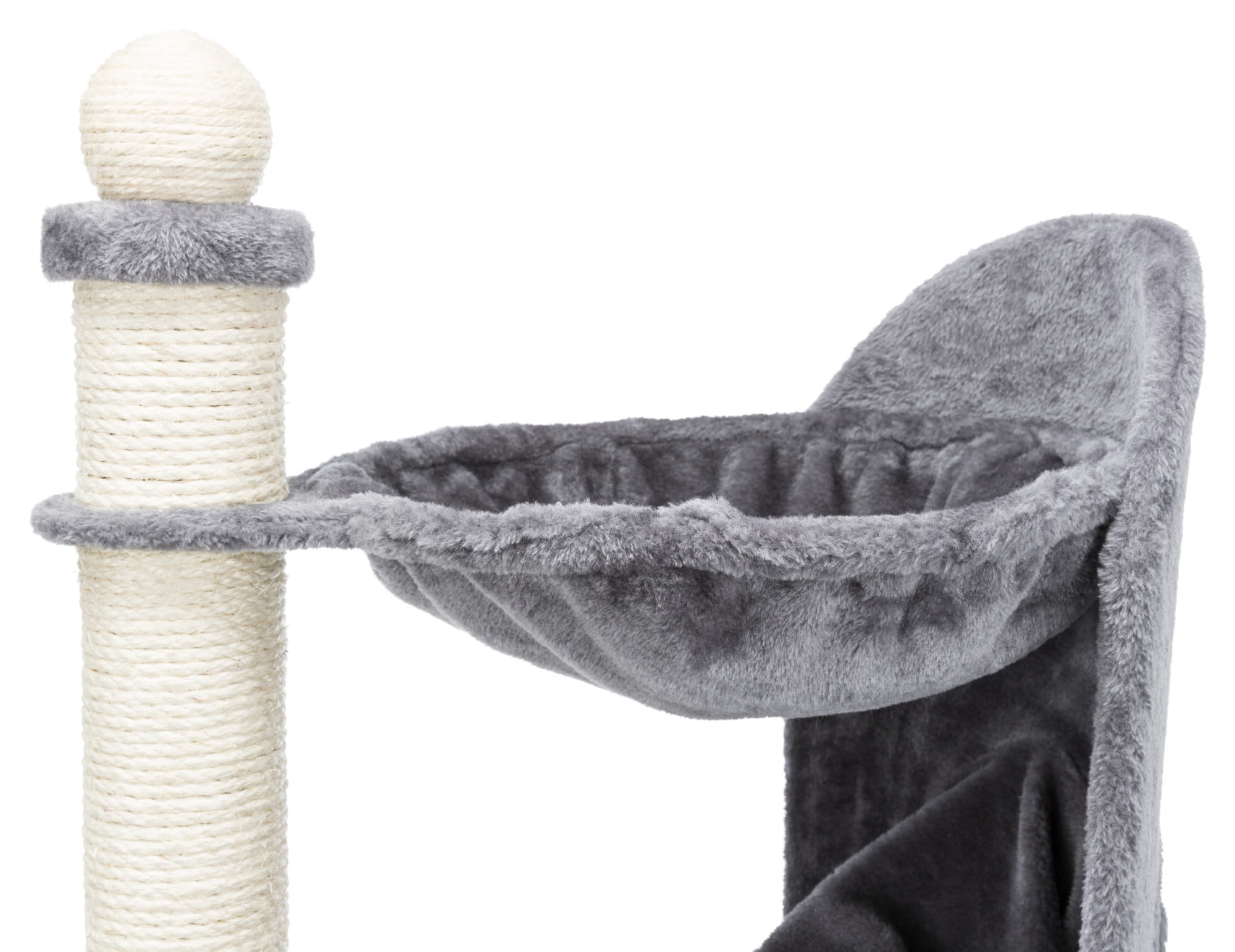TRIXIE Baza Gandia Jute & Plush 2-Level 26.8" Cat Tree with Scratching Post & Hammock, Gray