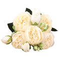 thumbnail image 2 of 3x Flores artificiales de peonías de BODA 5 flores 4 capullos, ramo de novia de seda para arreglos de flores SM SunniMix Flores de escritorio para el hogar, 2 of 8