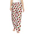 thumbnail image 2 of Goofa Hand Drawn Strawberry Printed Soft Pajama Pants for Women, Wide Leg Comfy Casual Lounge Yoga Pants-Small, 2 of 9