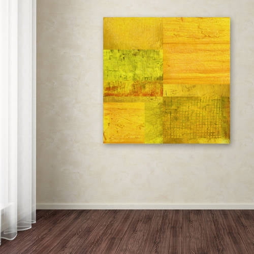 Trademark Fine Art Michelle Calkins 'Essence of Yellow' 14" x 14" Canvas Stretched (190836071661)