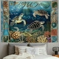 thumbnail image 2 of Patifu Sea Turtle Tapestry Wall Hanging Unique Style Graphic Tapestries Home Wall Decor Art for Living Room Bedroom Apartment Farmhouse Dorm 60x50inch, 2 of 6