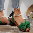 thumbnail image 4 of Xfvqtps Women Flat Sandals with Pearl Bowknot Straps Lace up Open Toe Non Slip for Summer Casual and Dressy Outfits, 4 of 9