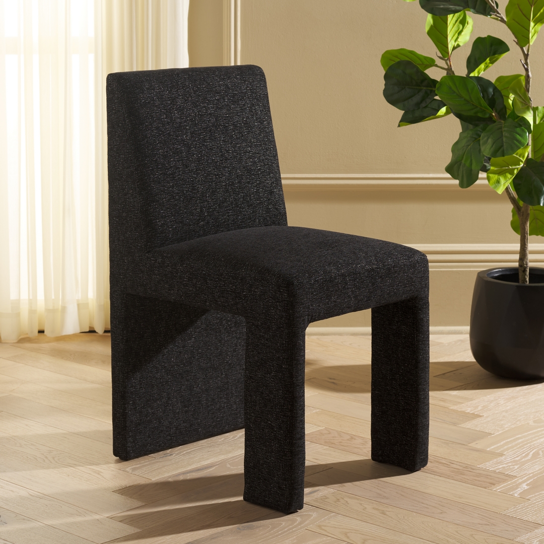 Safavieh Zale Modern Rattan and Wood Dining Side Chair, Black